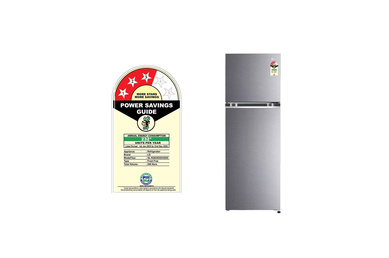 LG 246 Ltr Frost Free Double Door Refrigerator GL-N262SDSX