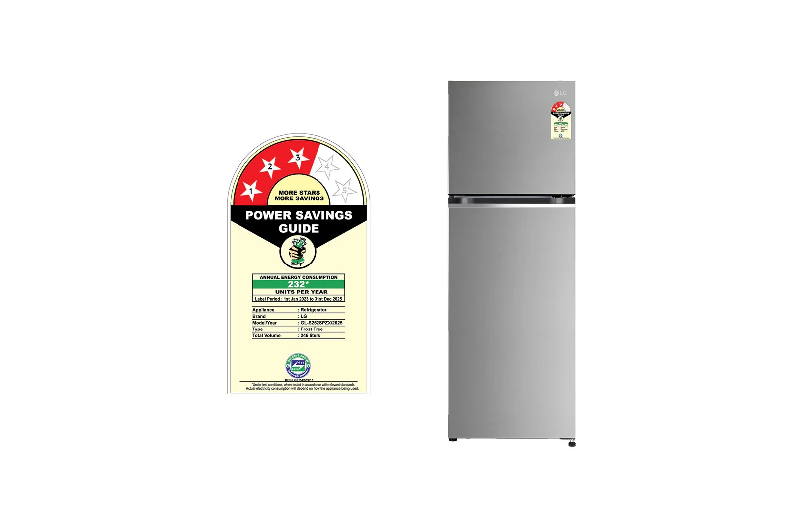 LG 246 Ltr Frost Free Double Door Refrigerator GLN262SPZX