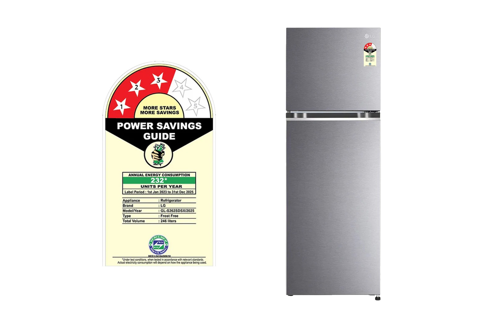 LG 246 Ltr Frost Free Double Door Refrigerator GL S262SDSX