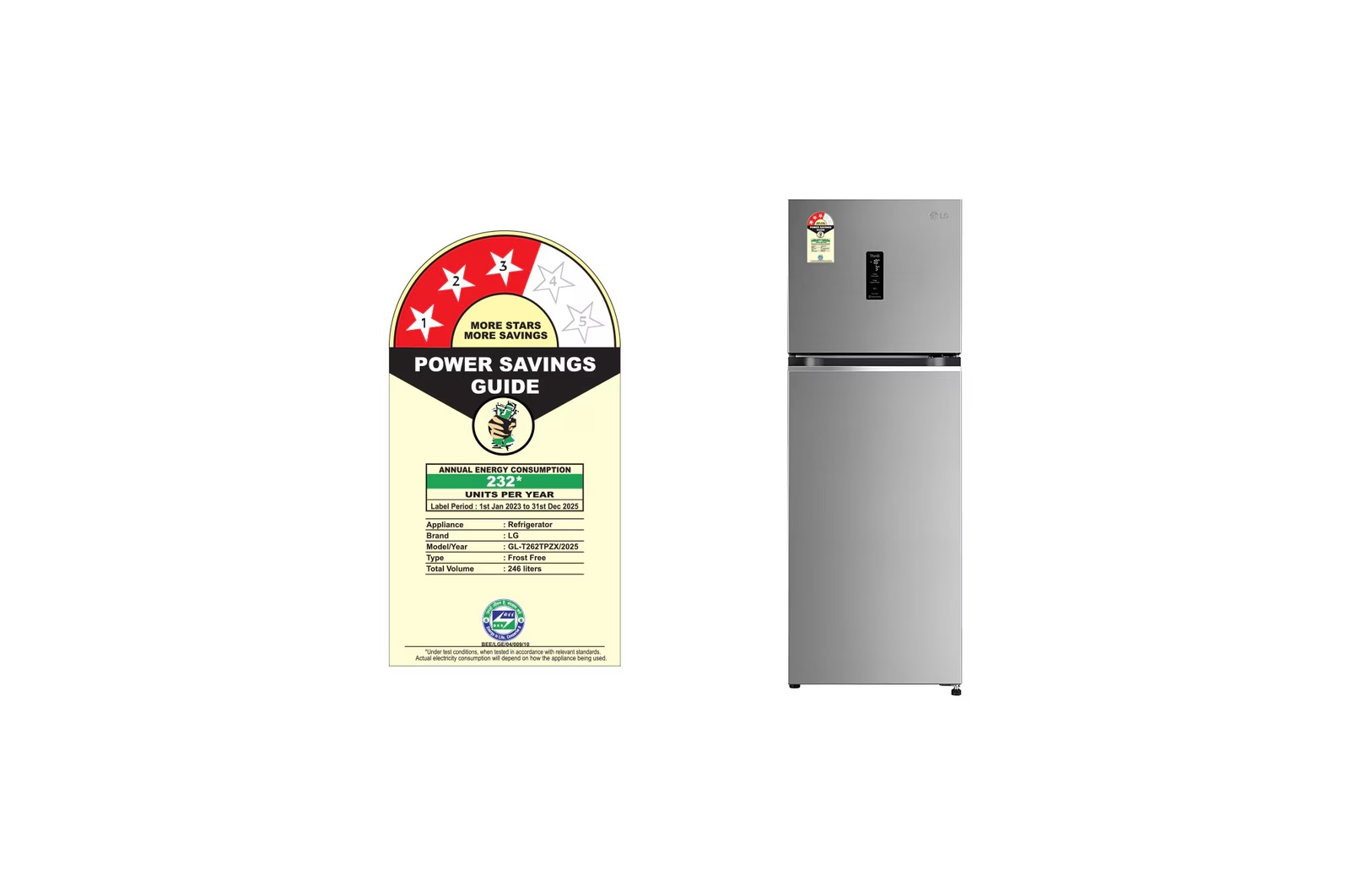LG 246 Ltr Frost Free Double Door Refrigerator GLT262TPZX