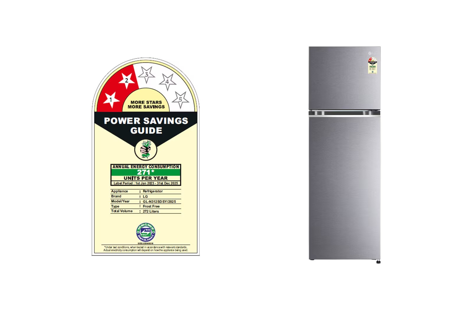 LG 272 Ltr Frost Free Double Door Refrigerator GLN312SDSY