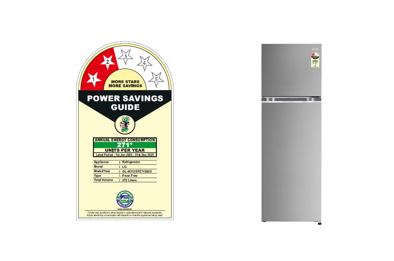 LG 272 Ltr Frost Free Double Door Refrigerator GLN312SPZY