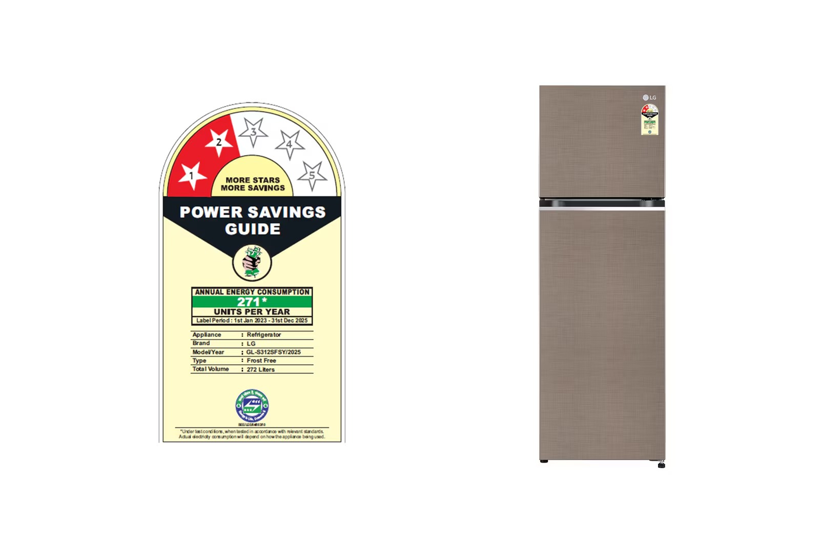 LG 272 Ltr Frost Free Double Door Refrigerator GL-S312SFSY