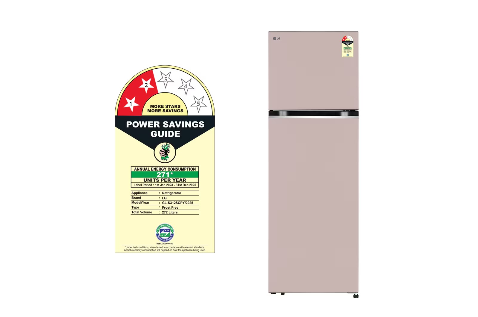 LG 272 Ltr Frost Free Double Door Refrigerator GL-S312SCPY