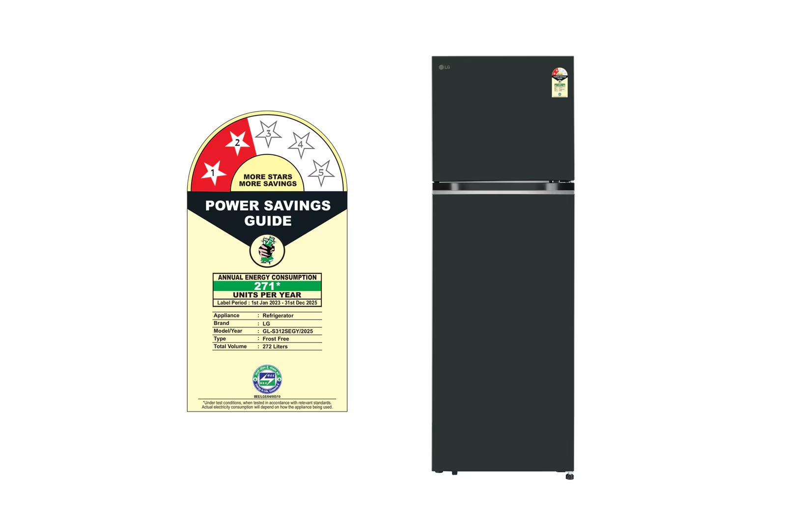LG 272 Ltr Frost Free Double Door Refrigerator GL-S312SEGY