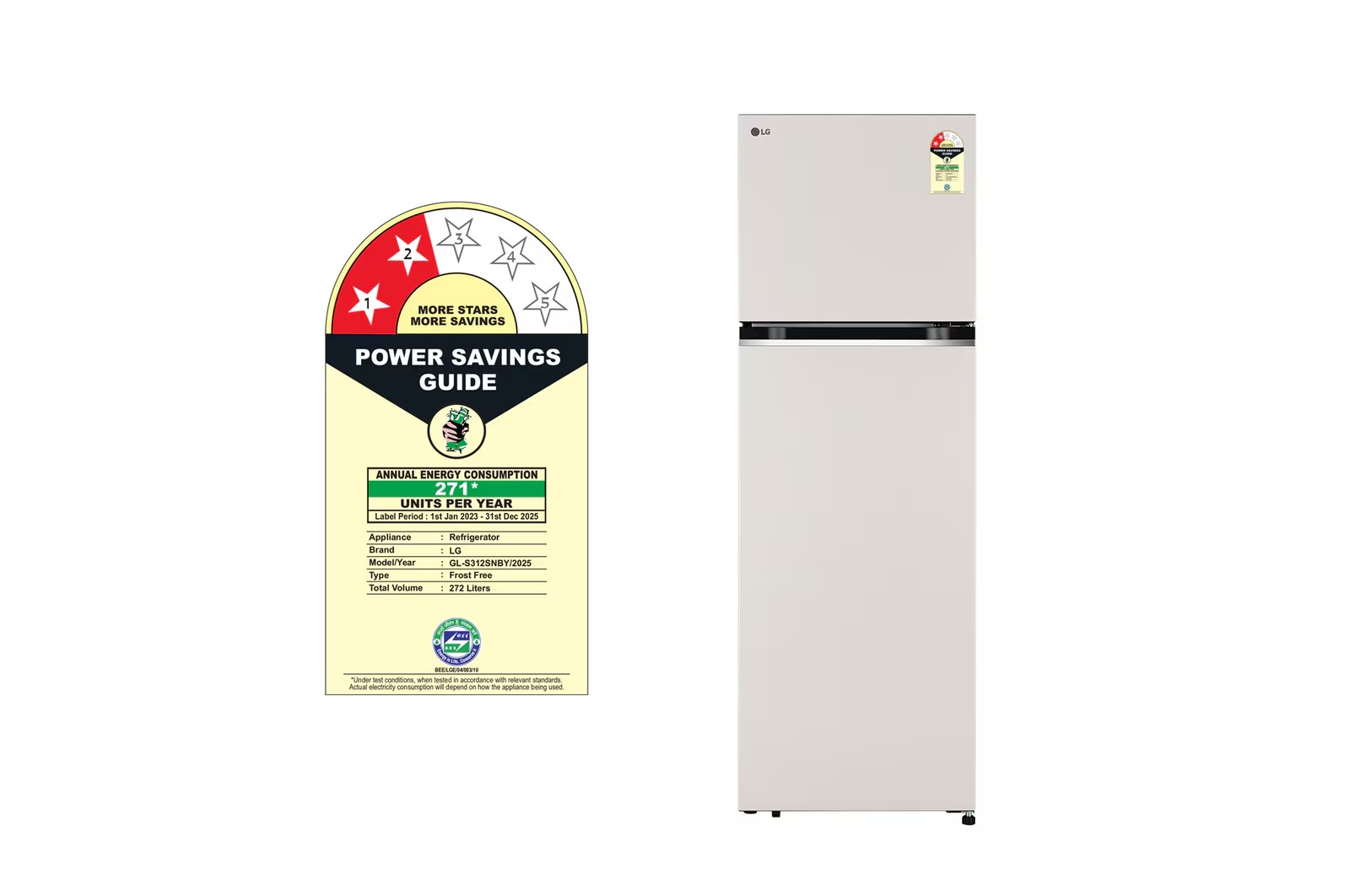 LG 272 Ltr Frost Free Double Door Refrigerator GL-S312SNBY