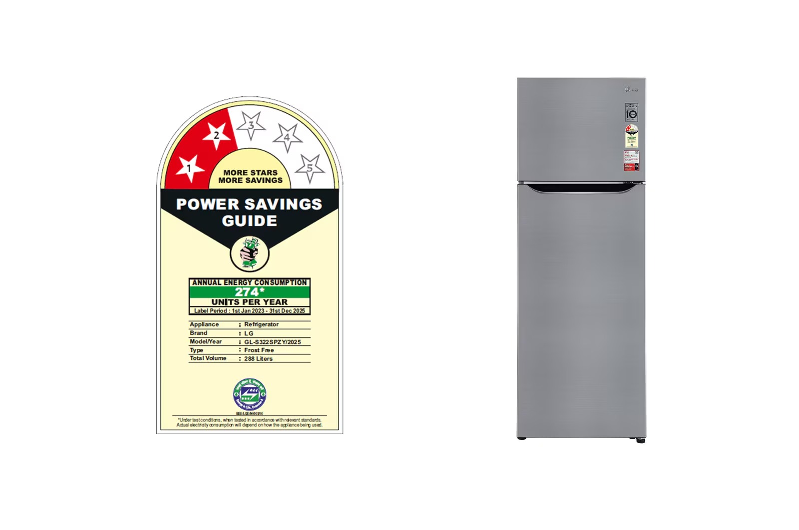 LG 288 Ltr Frost Free Double Door Refrigerator GL-S322SPZY