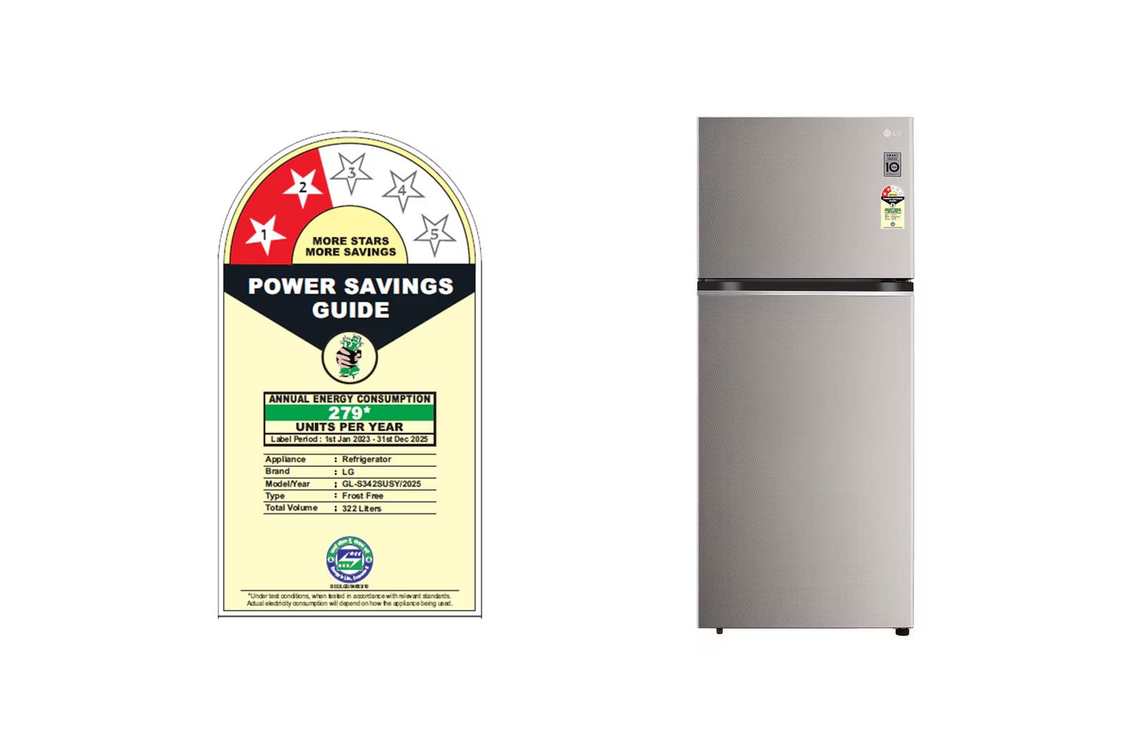 LG 322 Ltr Frost Free Double Door Refrigerator GL-S342SUSY