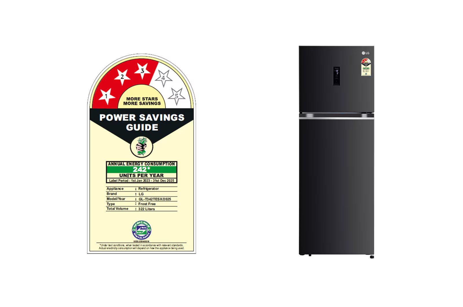 LG 322 Ltr Frost Free Double Door Refrigerator GL-T342TESX