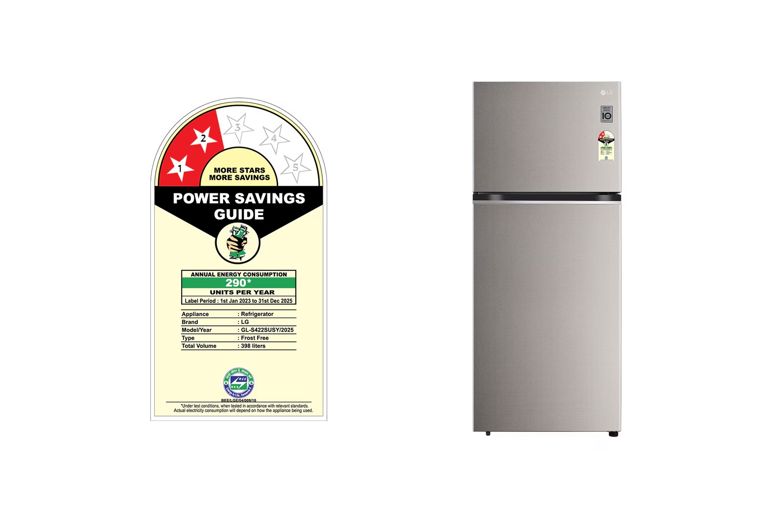 LG 398 Litres Frost Free Refrigerator GL-S422SUSY