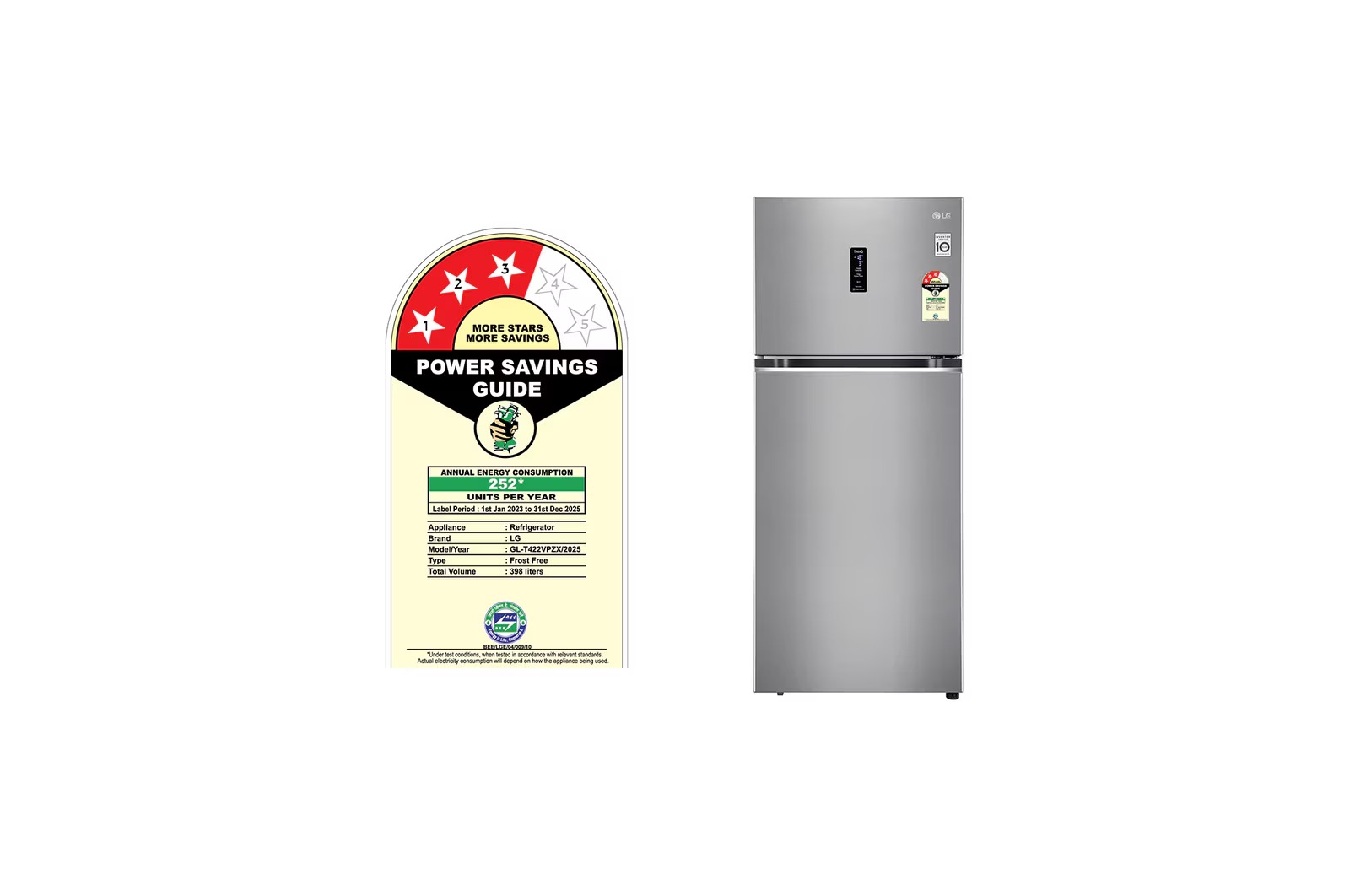 LG 398 Litres Frost Free Refrigerator GL-T422VPZX