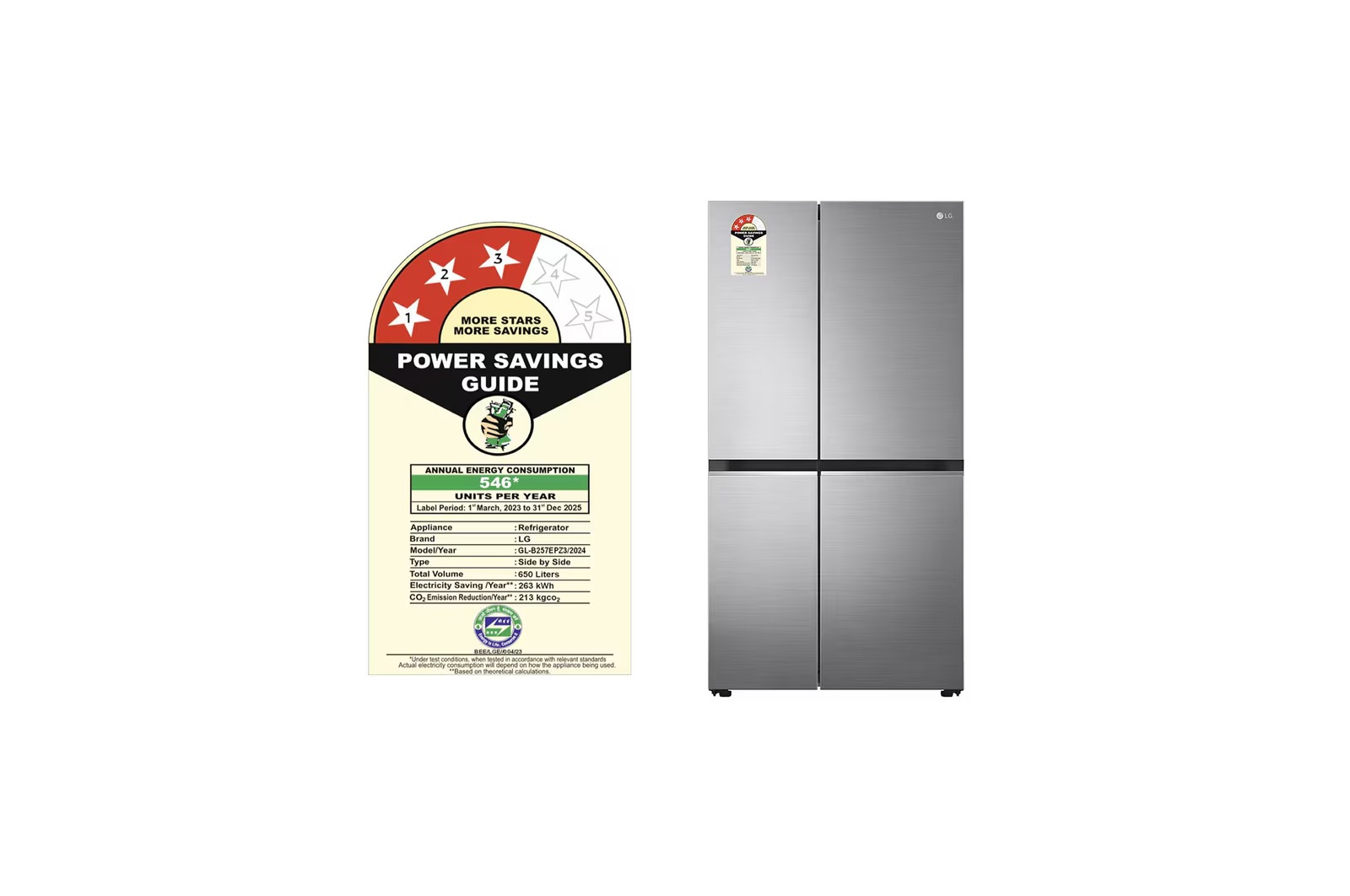 LG 650 Litres Side By Side Refrigerator GL-B257EPZ3