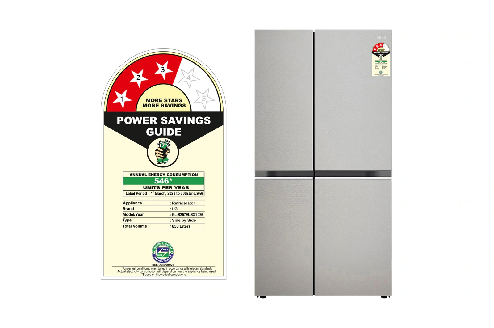 LG 650 Litres Side By Side Refrigerator GL-B257EUS3