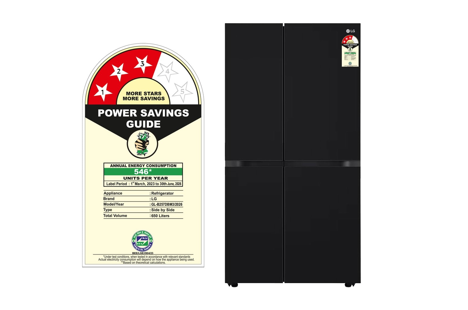 LG 650 Ltr Side By Side Refrigerator GL-B257DBM3