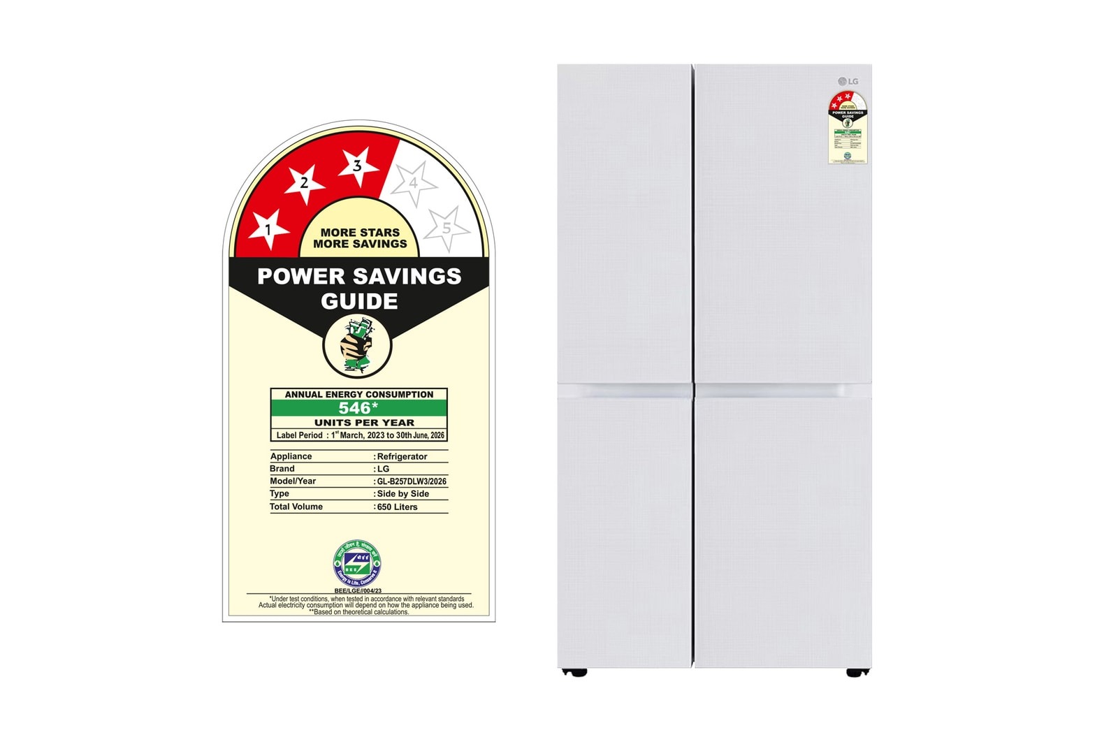 LG 650 Litres Side By Side Refrigerator GL-B257DLW3