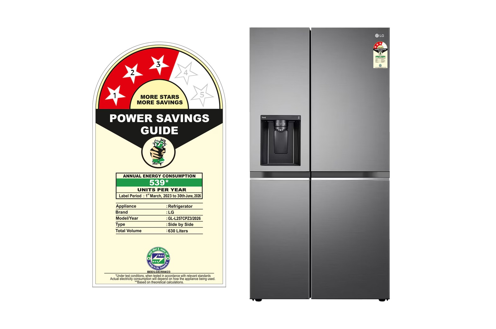 LG 635 Litres Side By Side Refrigerator GL-L257CPZ3