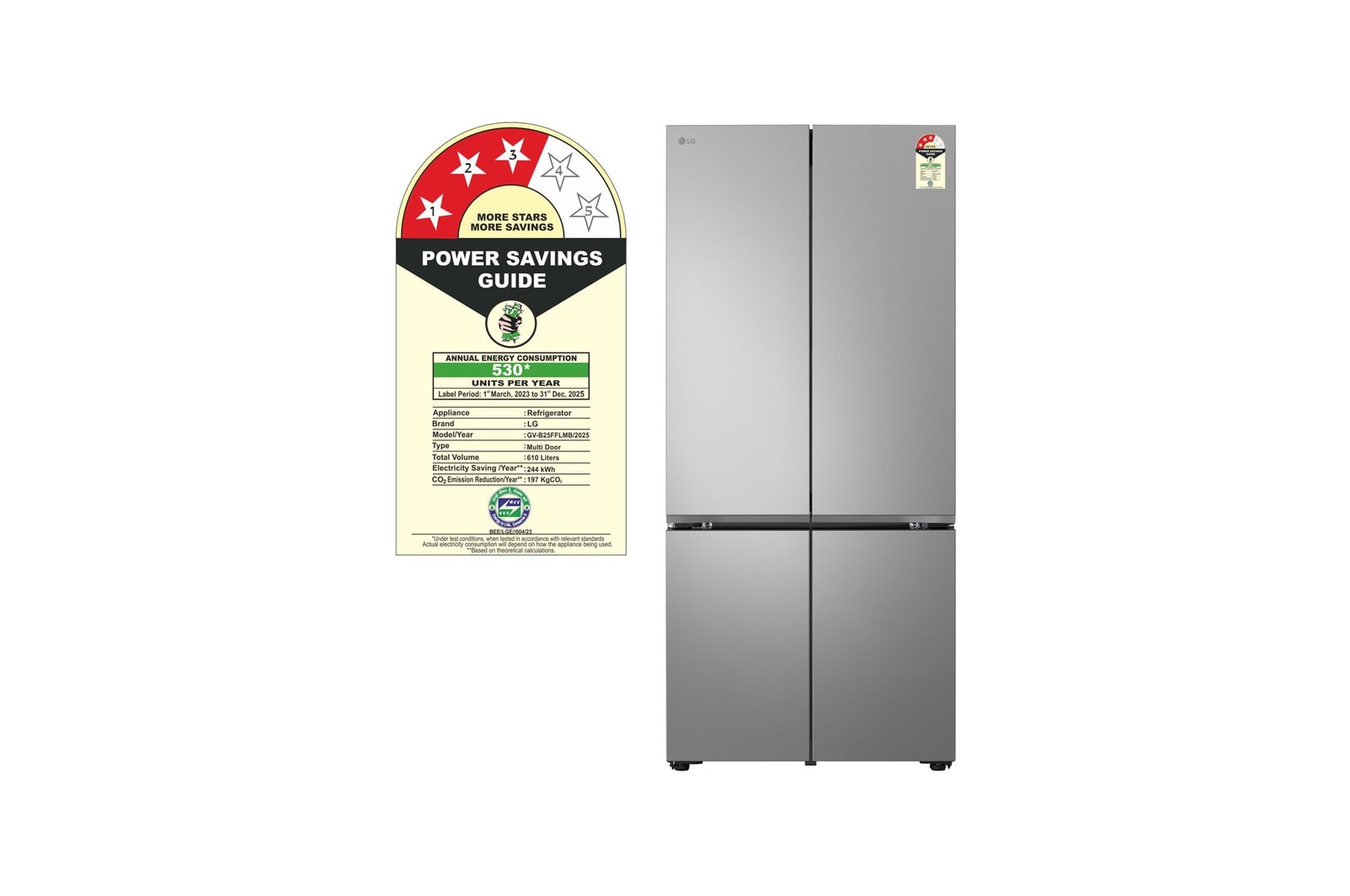 LG 610 Litres Side By Side Refrigerator GV-B25FFLMB