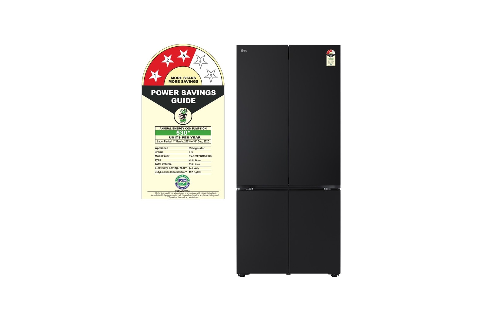 LG 610 Litres Side By Side Refrigerator GV-B25FFGMB