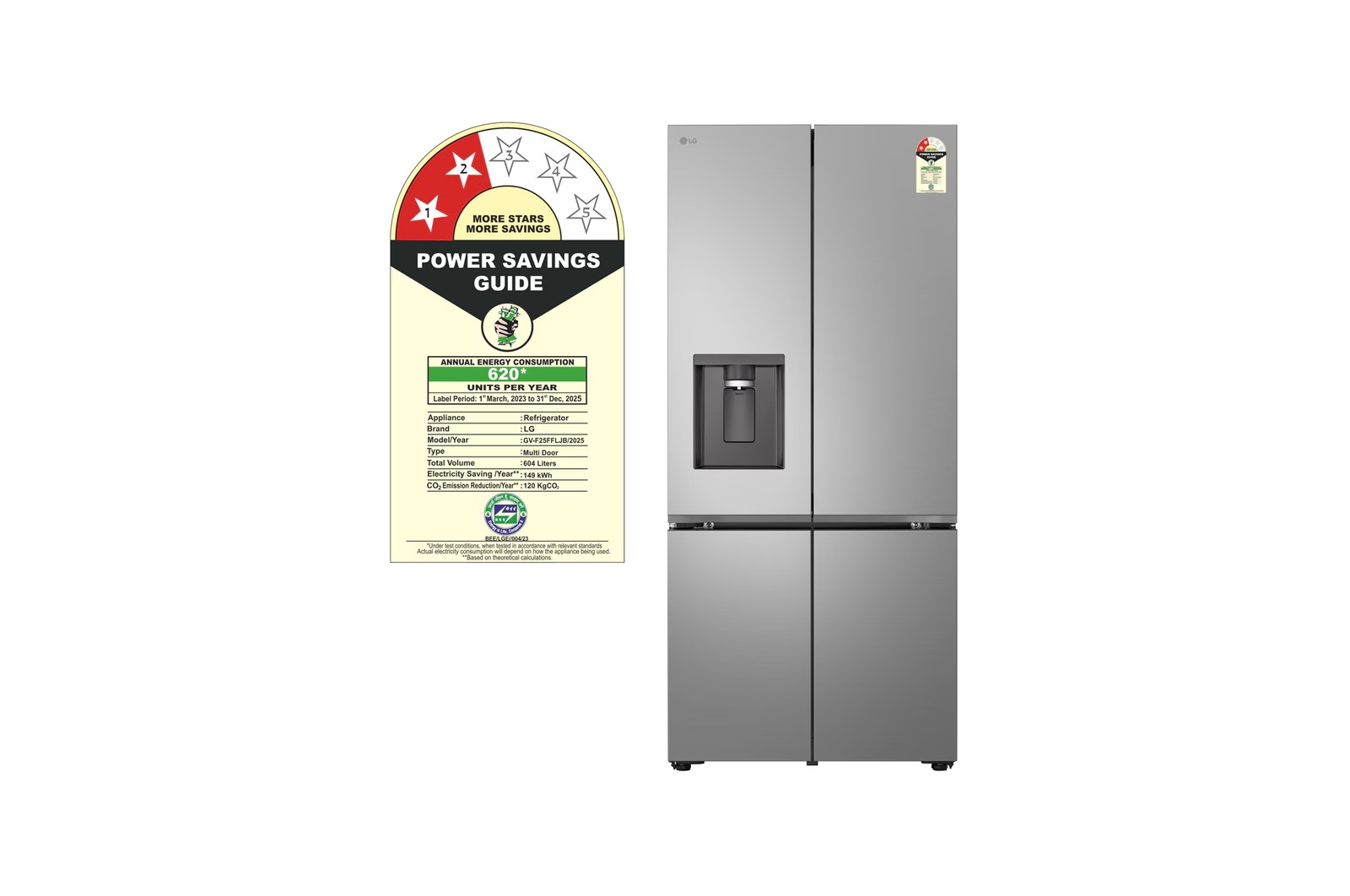 LG 604 Litres Side By Side Refrigerator GV-F25FFLJB