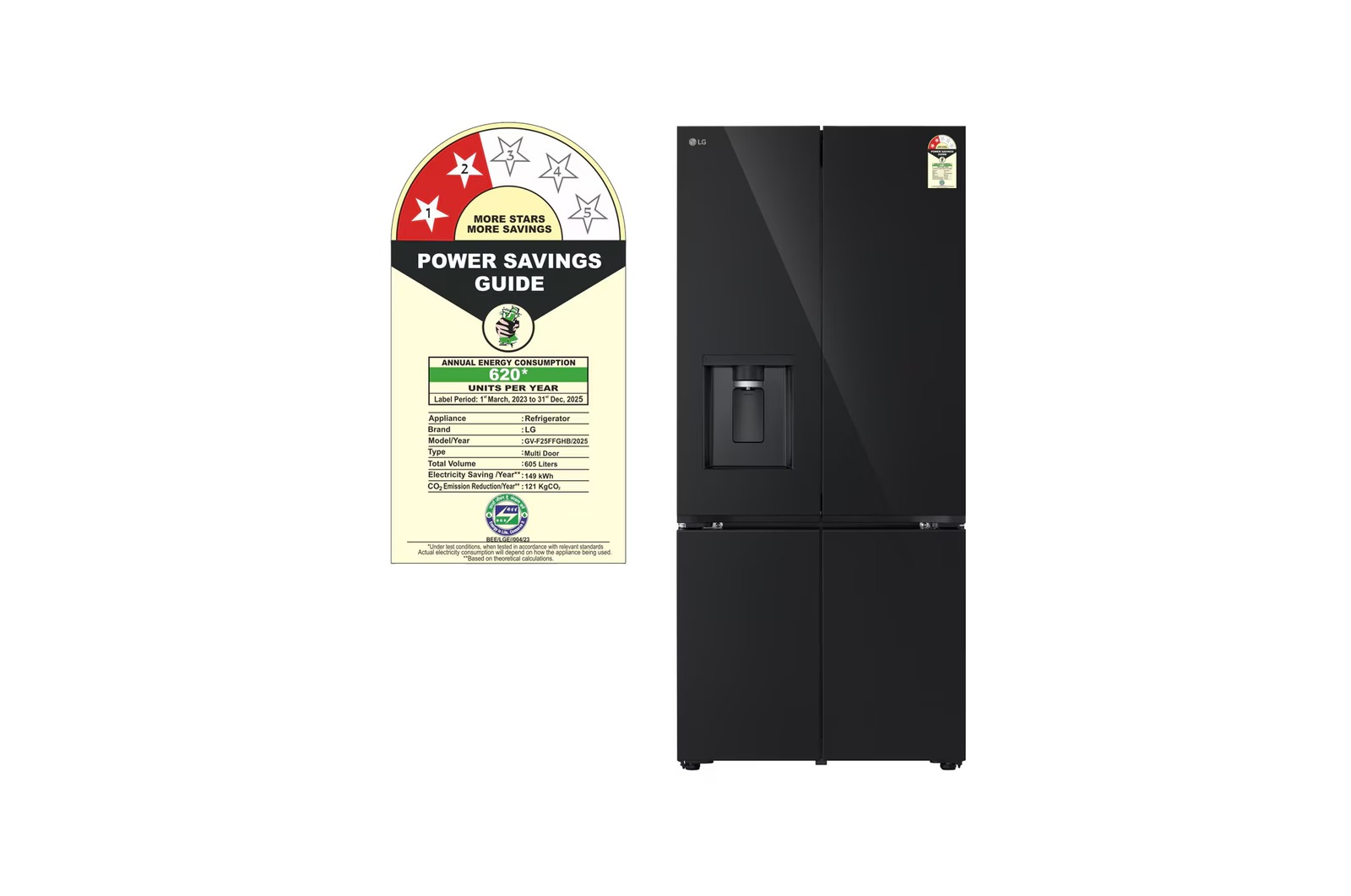LG 605 Litres Side By Side Refrigerator GV-F25FFGHB