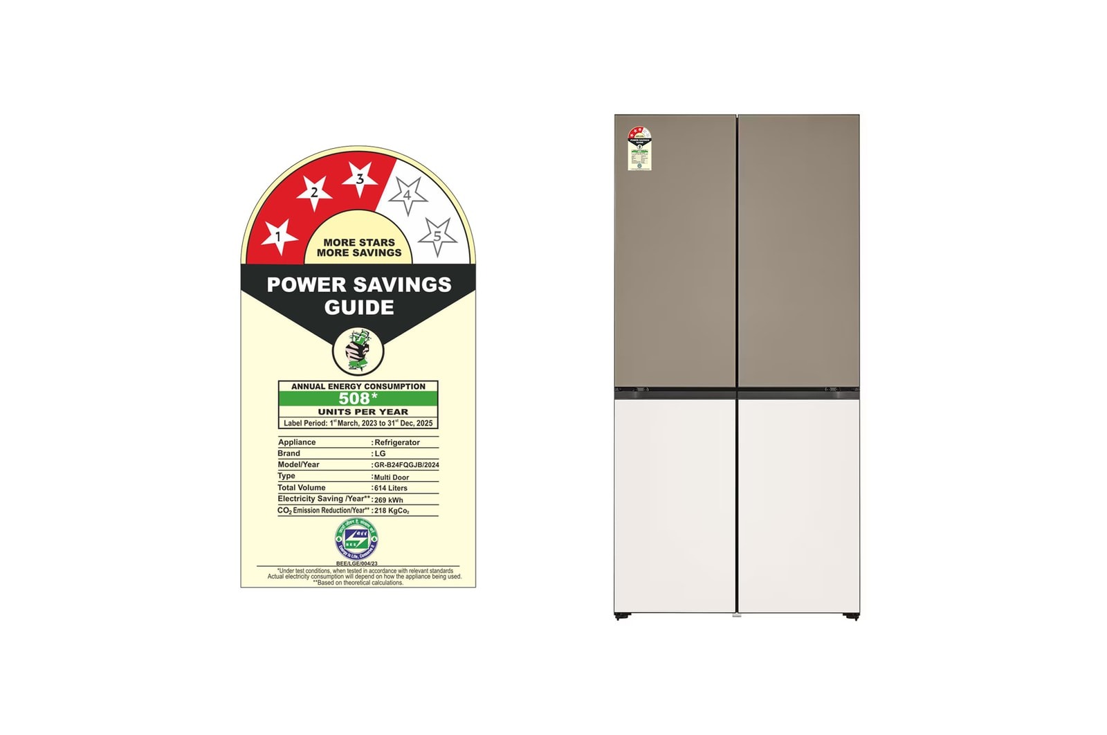 LG 614 Litres Side By Side Refrigerator GR-B24FQGJB