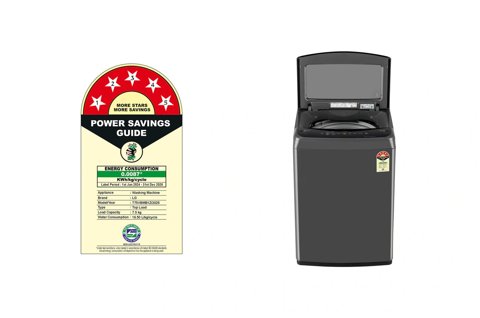 LG 7.5 Kg Fully Automatic Top Load Washing Machine T75VBMB1Z