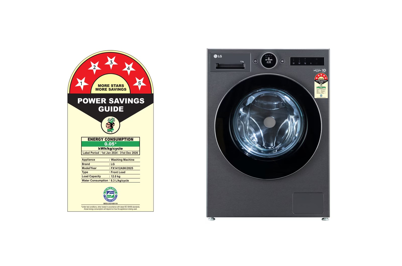 LG 12 Kg Fully Automatic Front Load Washing Machine FX1412A9K