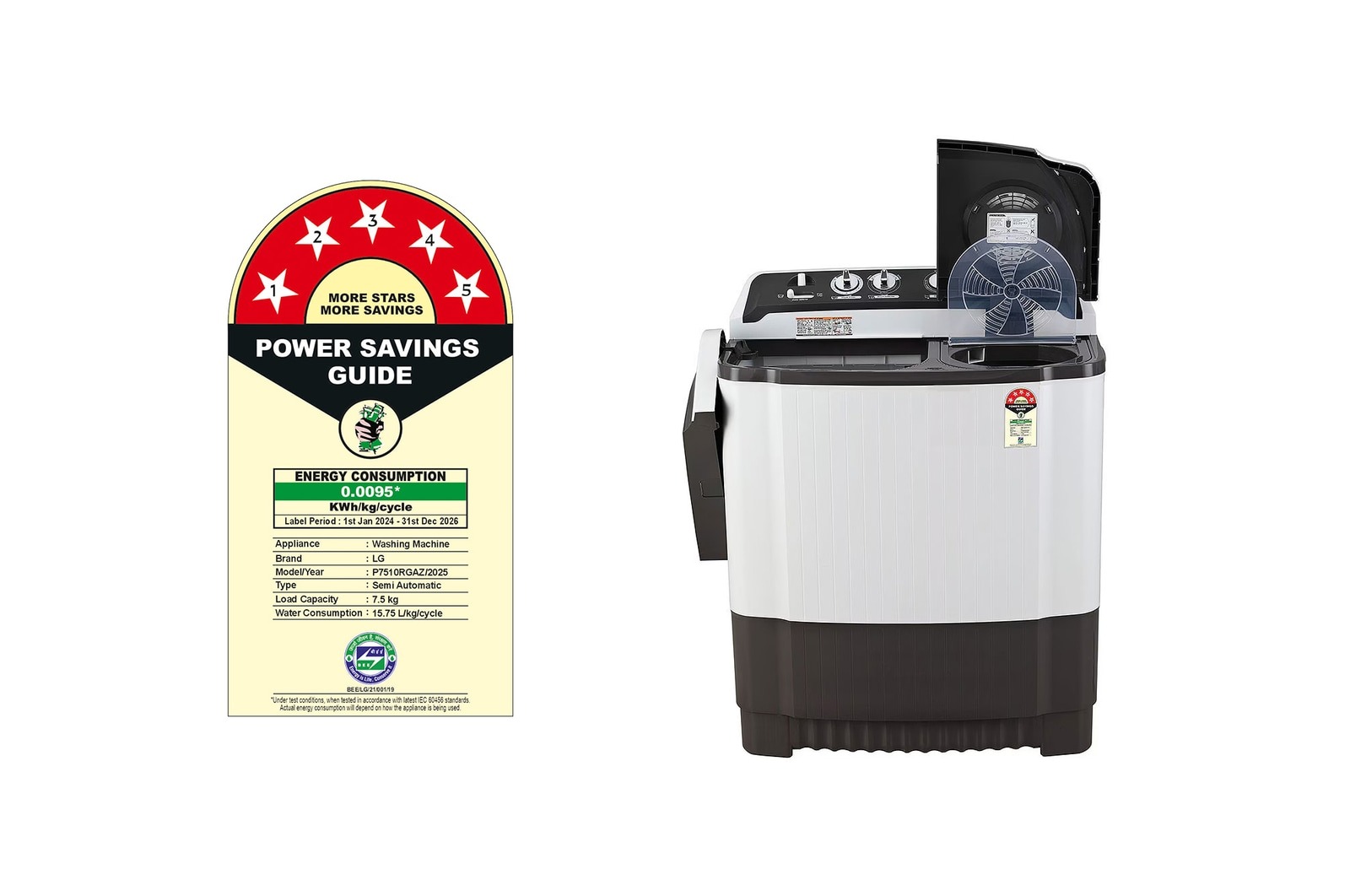 LG 7.5 Kg Semi Automatic Washing Machine P7510RGAZ