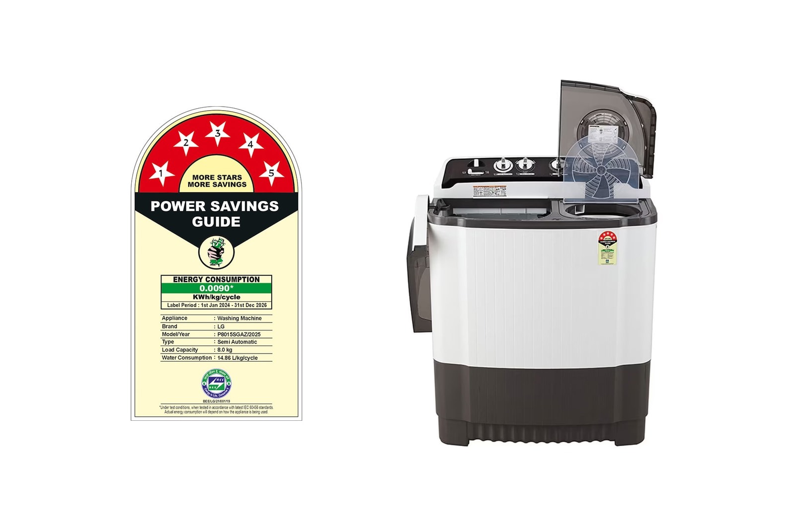 LG 8 Kg Semi Automatic Washing Machine P8015SGAZ