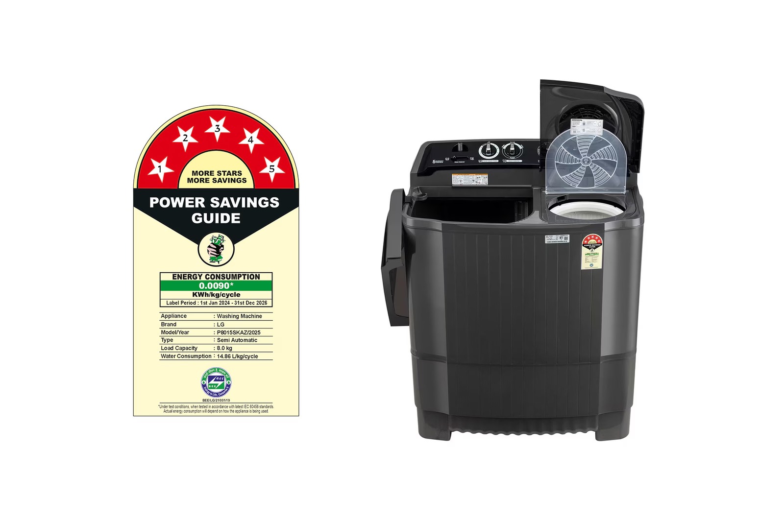 LG 8 Kg Semi Automatic Washing Machine P8015SKAZ