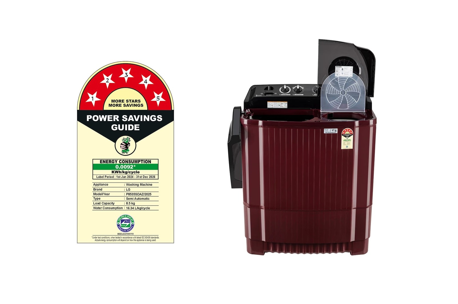 LG 8.5 Kg Semi Automatic Washing Machine P8535SDAZ