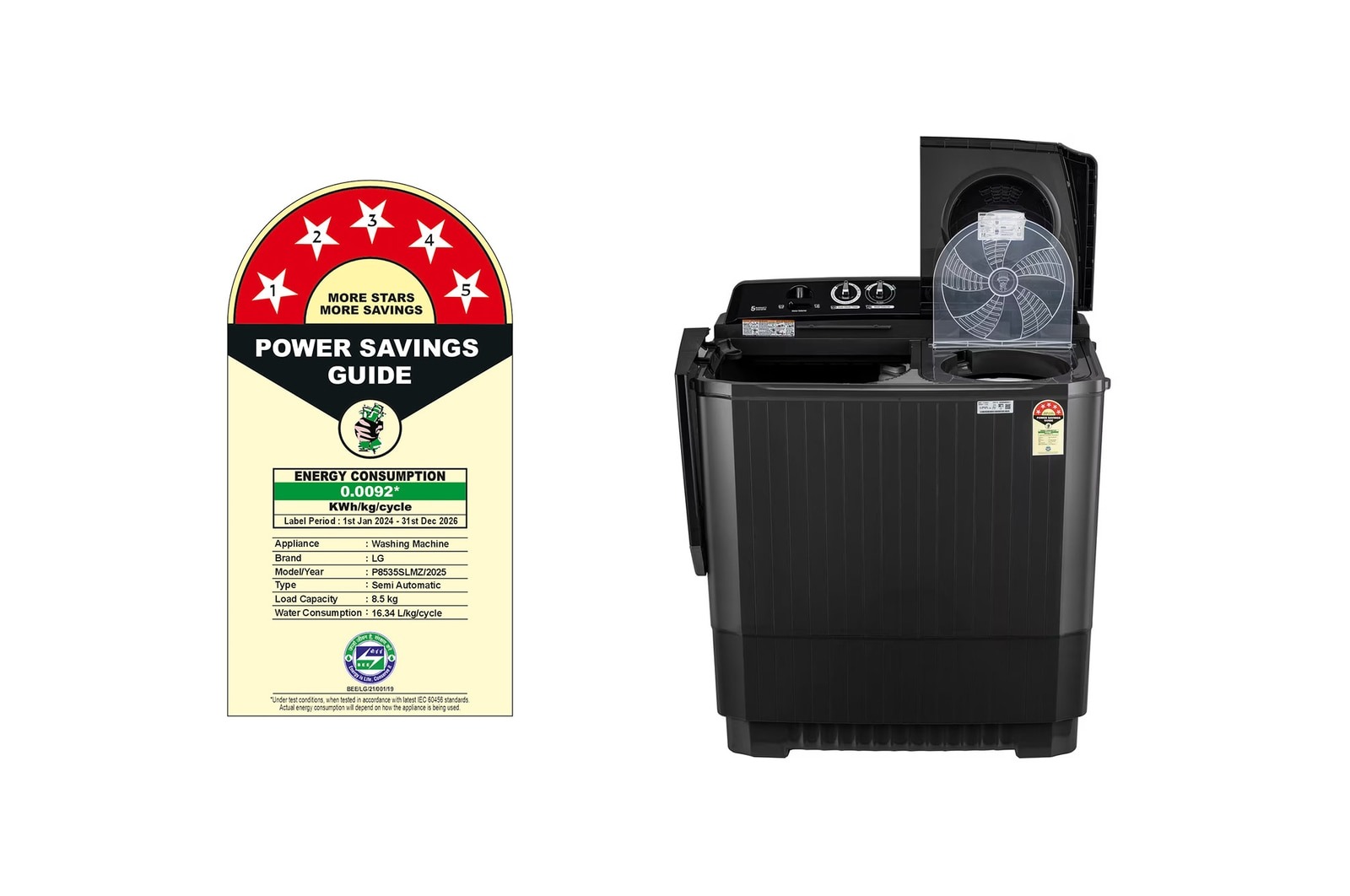 LG 8.5 Kg Semi Automatic Washing Machine P8535SLMZ