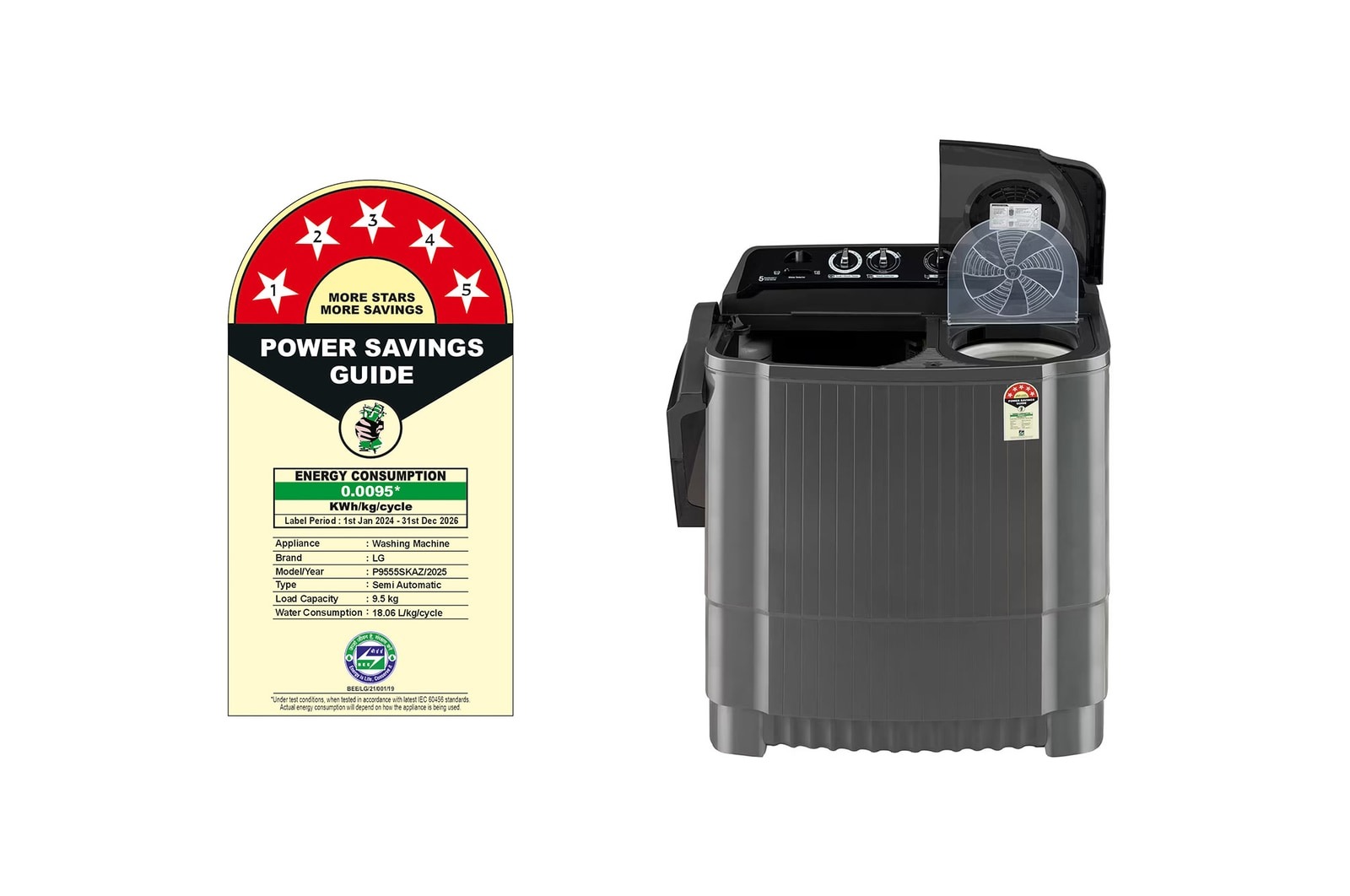 LG 9.5 Kg Semi Automatic Washing Machine P9555SKAZ