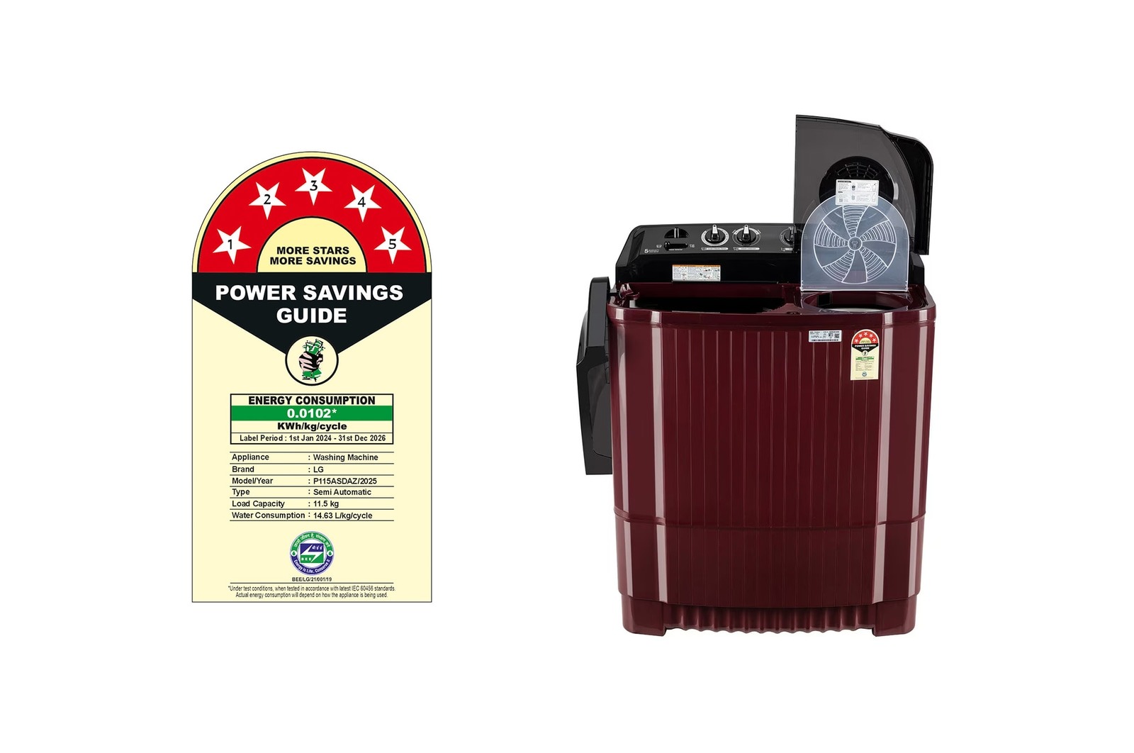 LG 11.5 Kg Semi Automatic Washing Machine P115ASDAZ