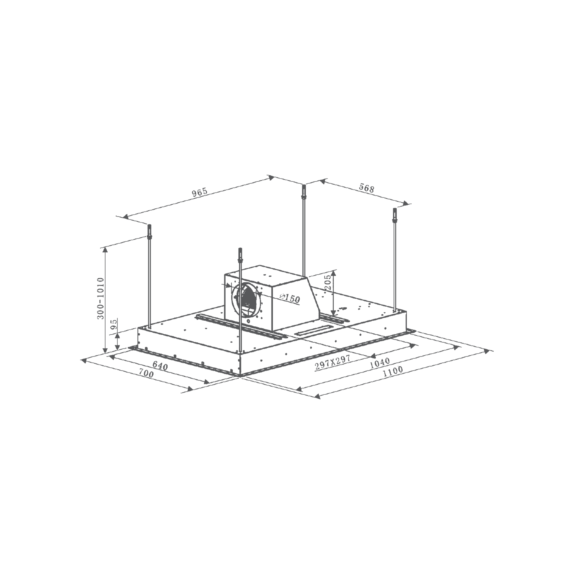 Kaff Built In Chimney 110cm SKYVENT 110 (CEILING MOUNTED) - SKYVENT 110 (CEILING MOUNTED)