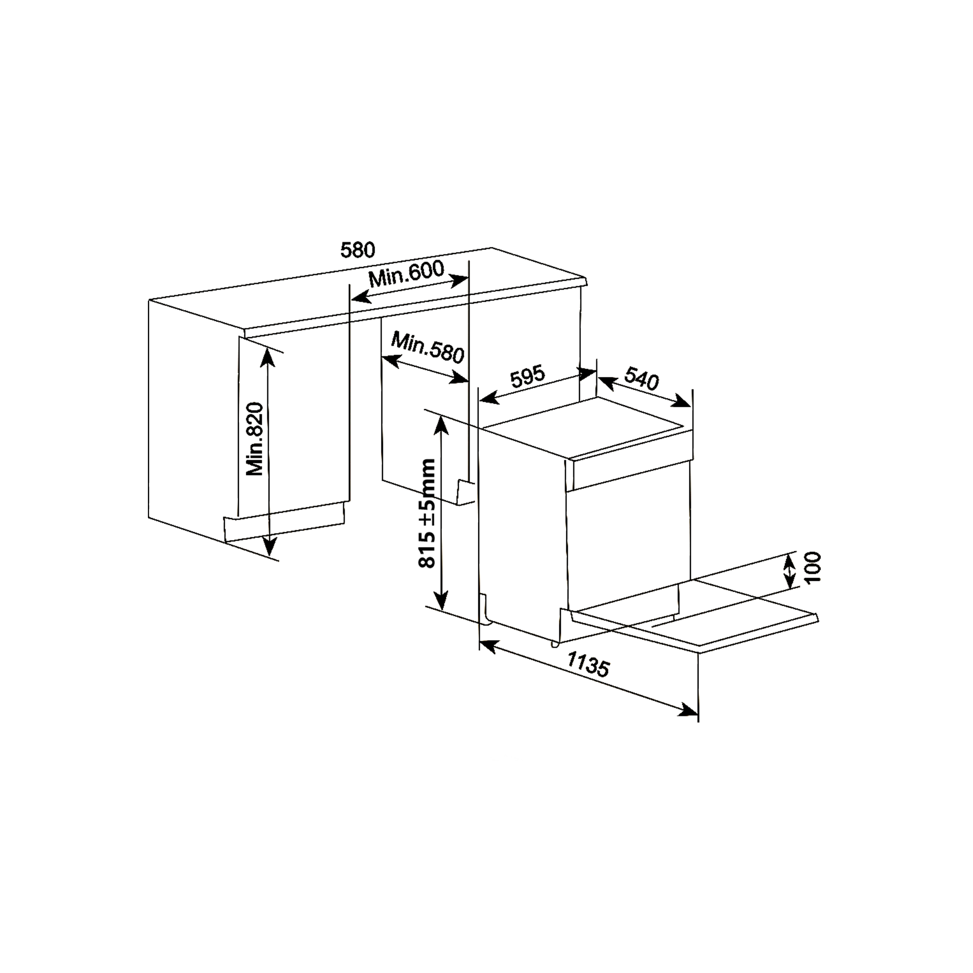Kaff Dishwasher 14Pl K/DBIN GX 60 INTRA (SEMI INTEGRATED)