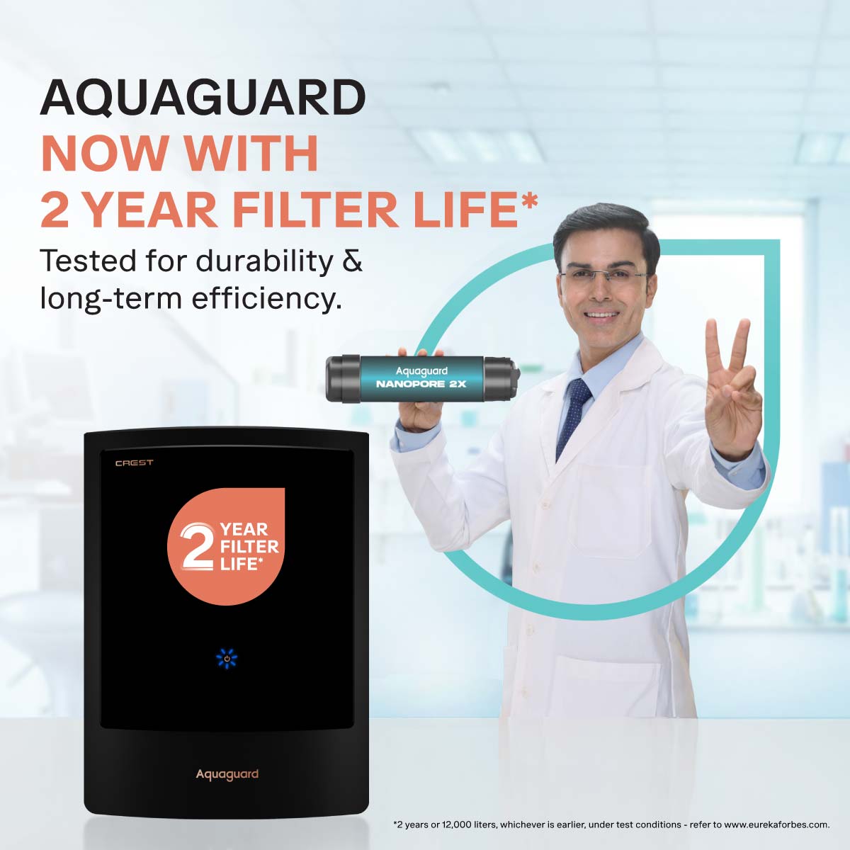 Eureka Forbes Wall Mount Water Purifier AQUAGUARD ENRICH CREST UV 2X