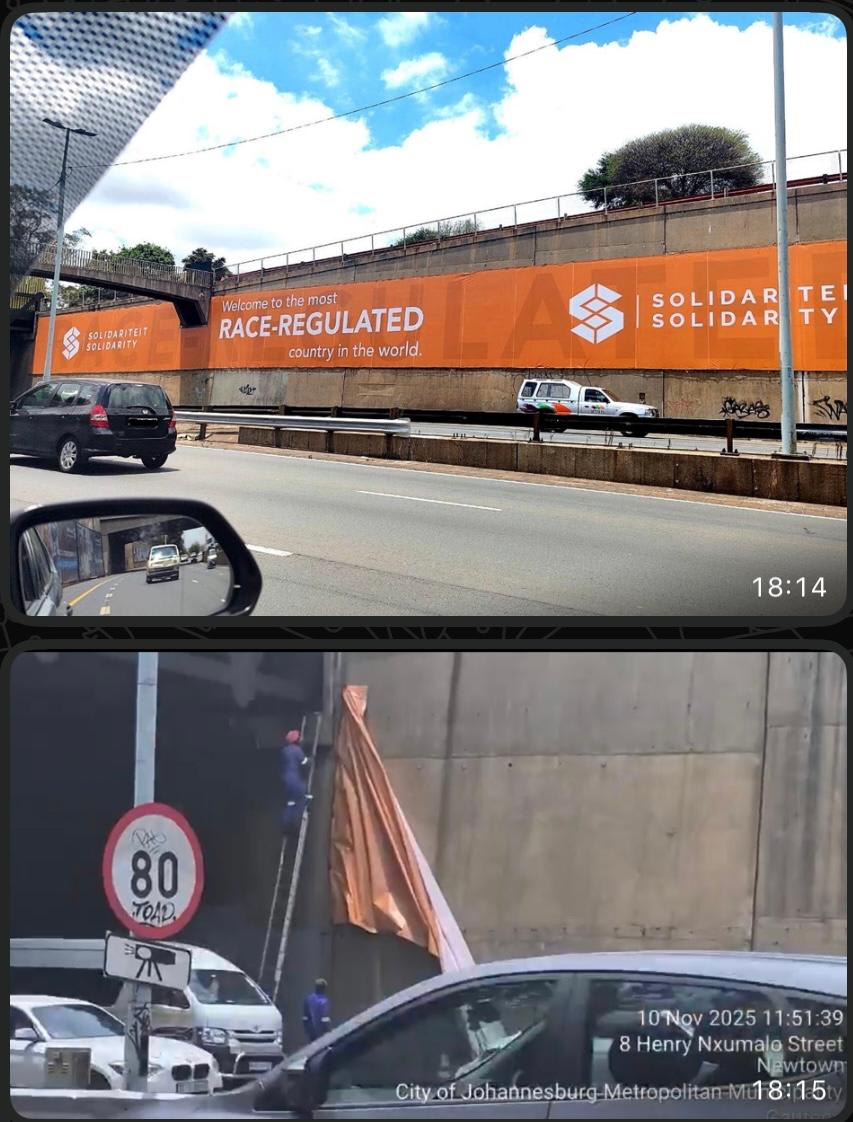 Photo:Lesufi removes Solidarity’s “race-regulated SA” billboard– South African Daily”