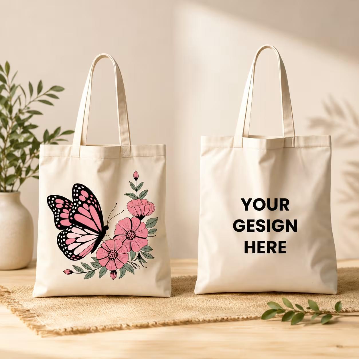 Personalized tote bags with custom photo and name prints
