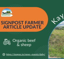 Signpost graphic featuring an image of Kay O Sullivan on her farm