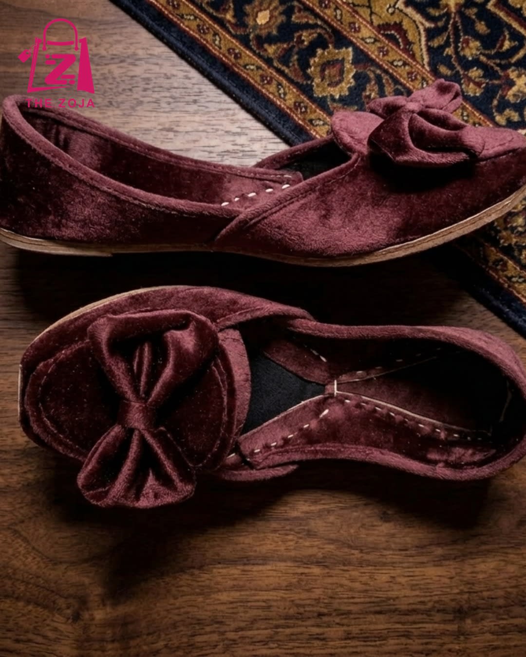 Brown Velvet Bow Khussa
