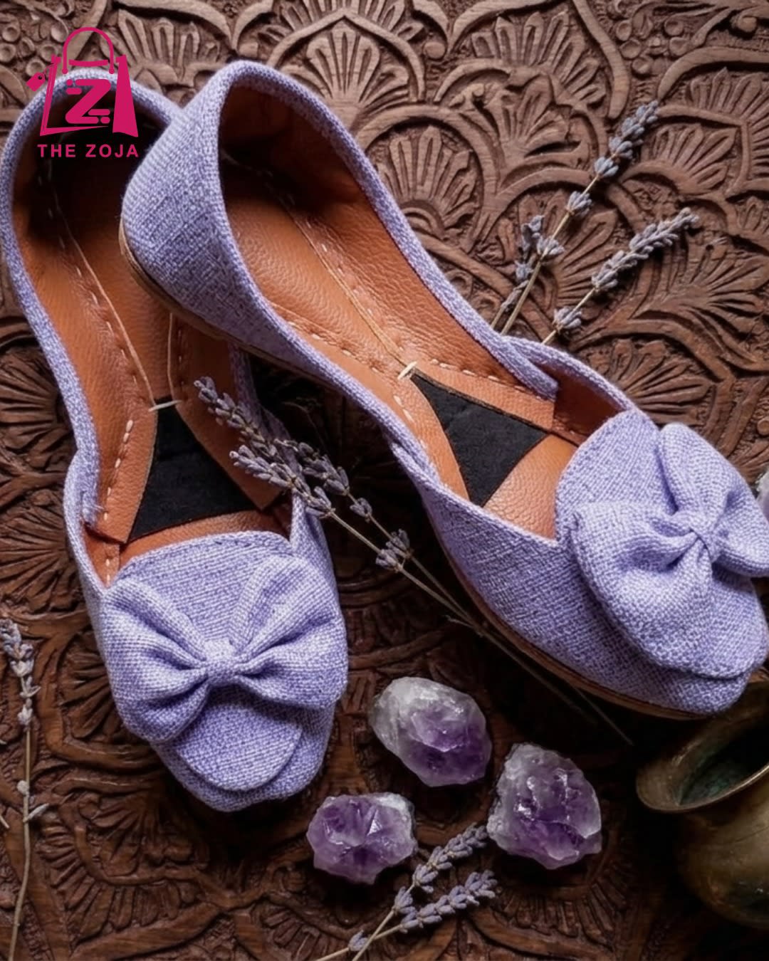  Purple jute fabric Bow Khussa 