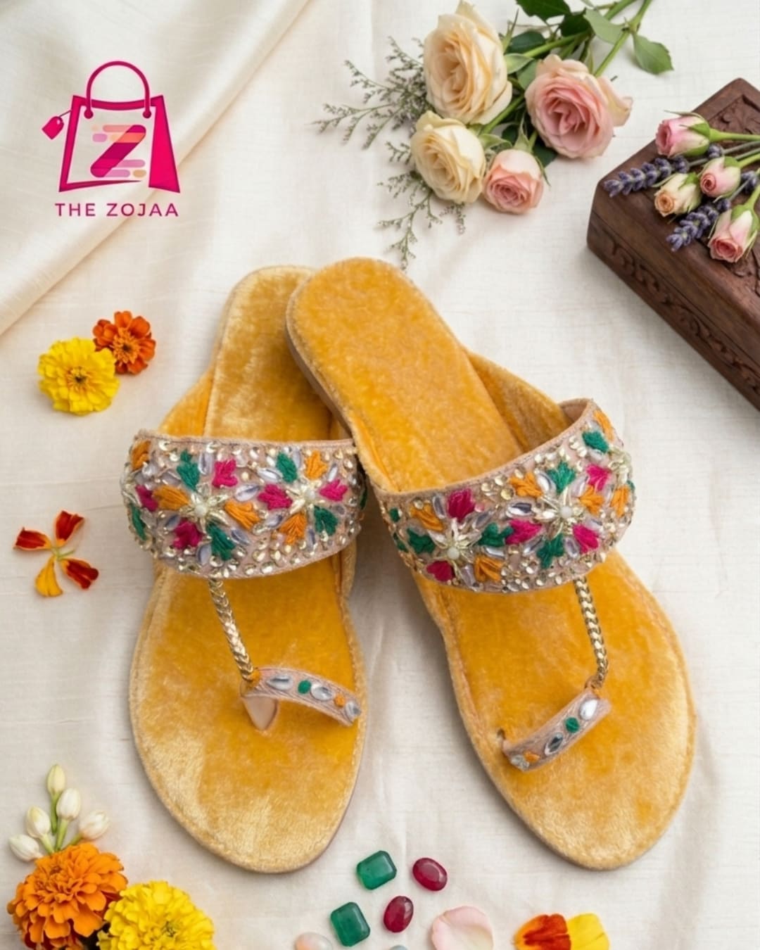 Yellow Velvet Kolhapuri