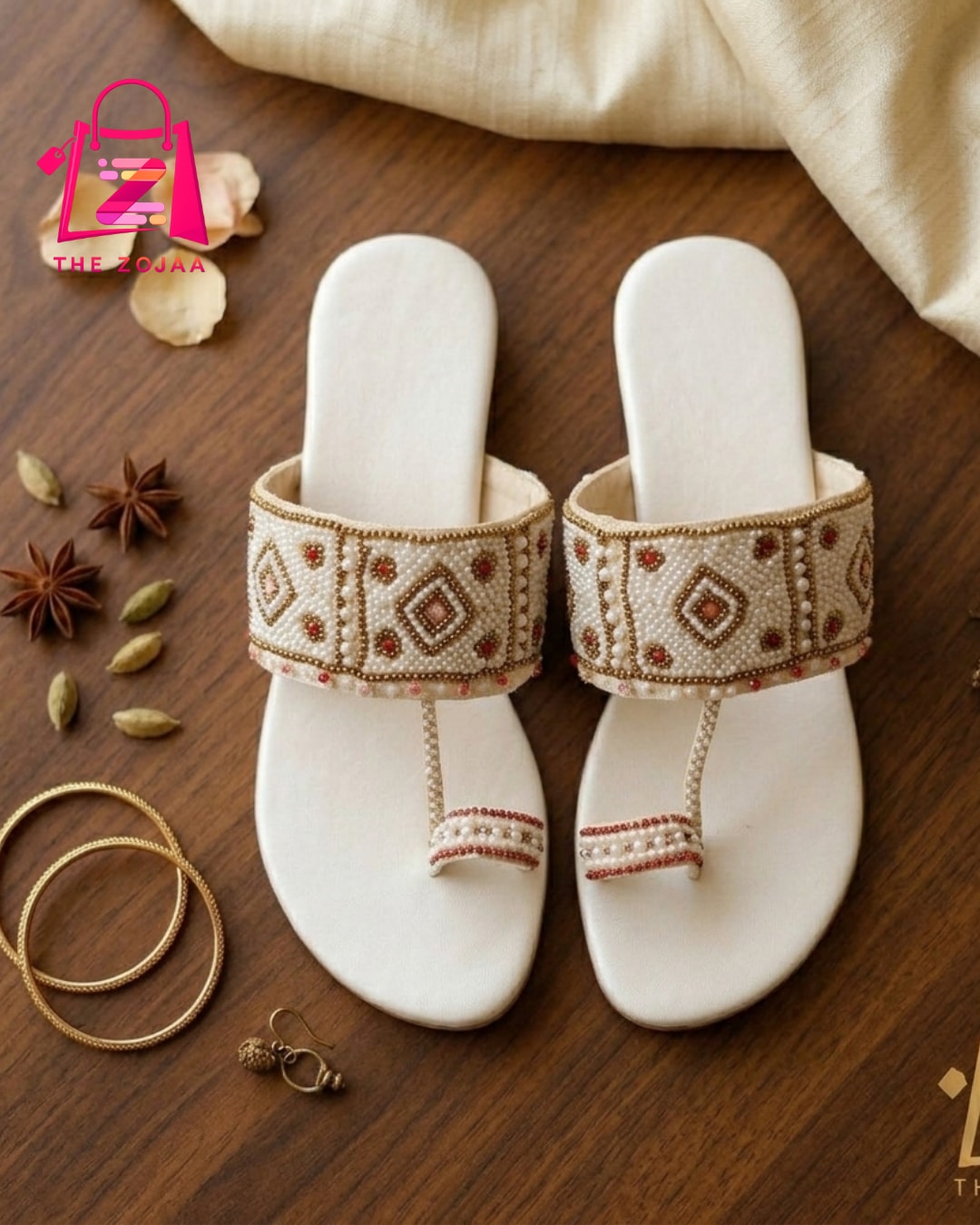 White Embellished Kolhapuri