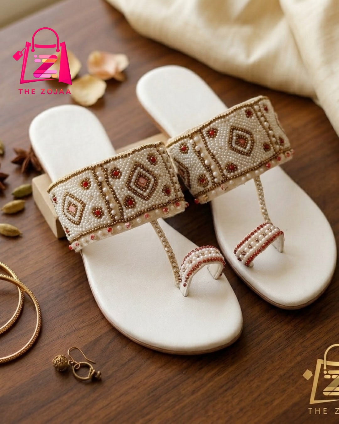 White Embellished Kolhapuri