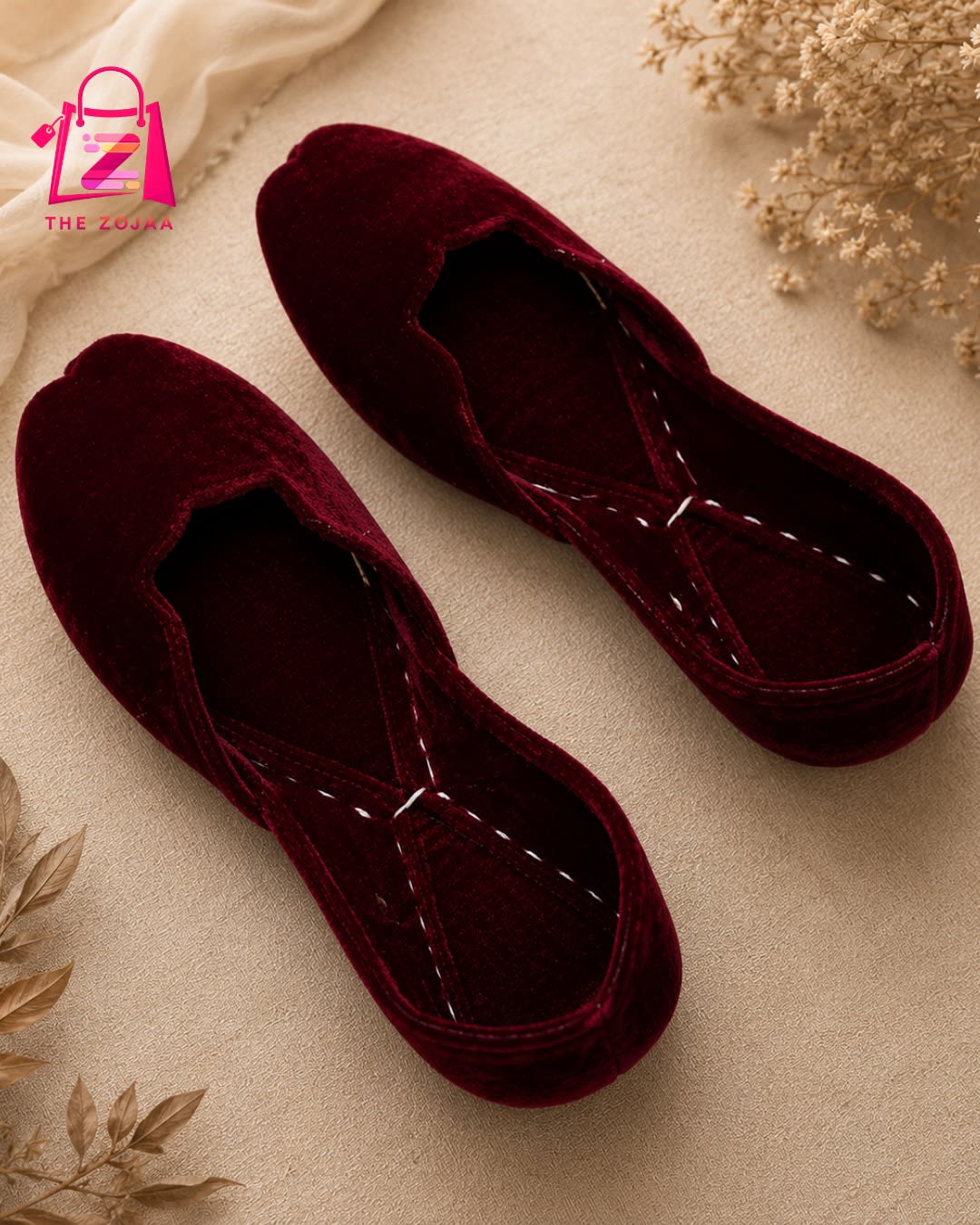 Maroon Mehfil Velvet Khussa