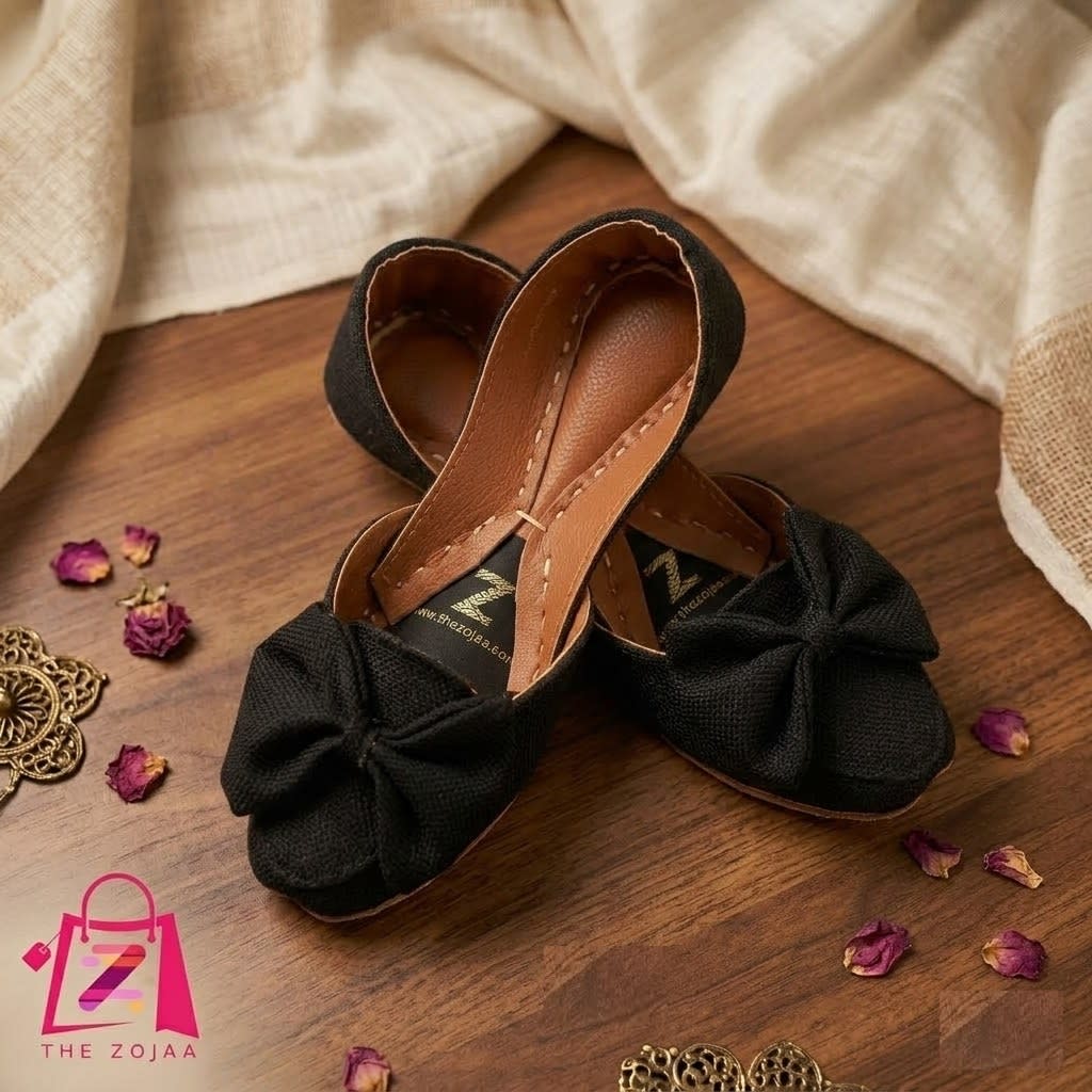 Black jute fabric Bow Khussa