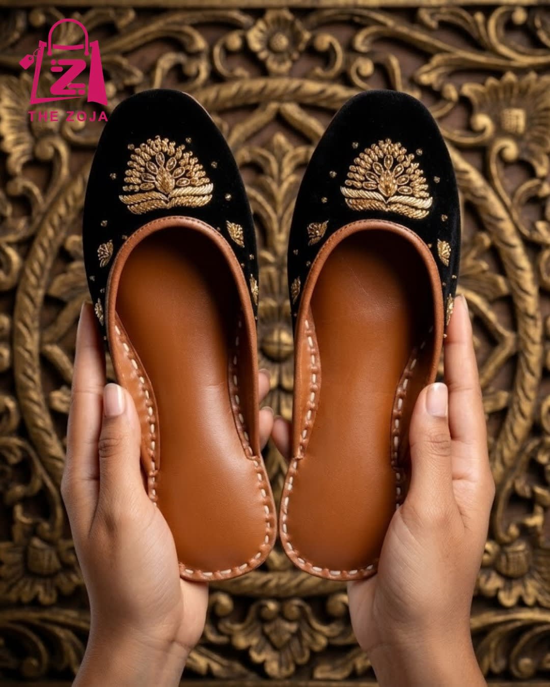 Mughal Noor Black Backless Jutti