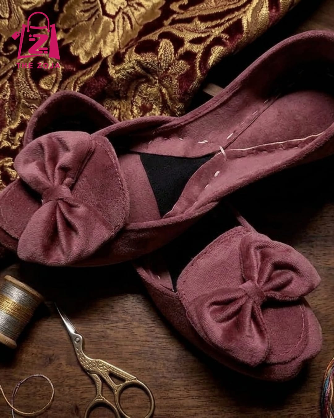 Brown Velvet Bow Khussa