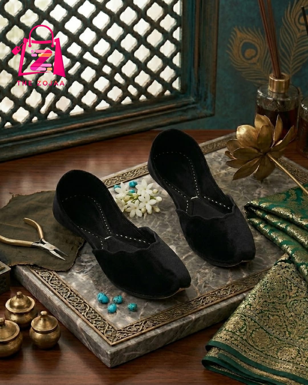 Black Mehfil Velvet Khussa 